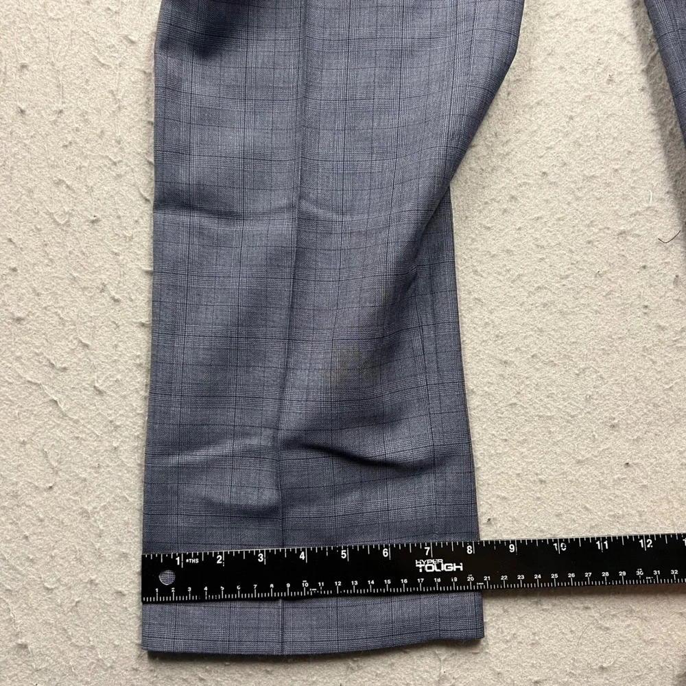 Banana Republic Mens 34x34 Guabello Wool Plaid Dress Pants Blue Grey Standard